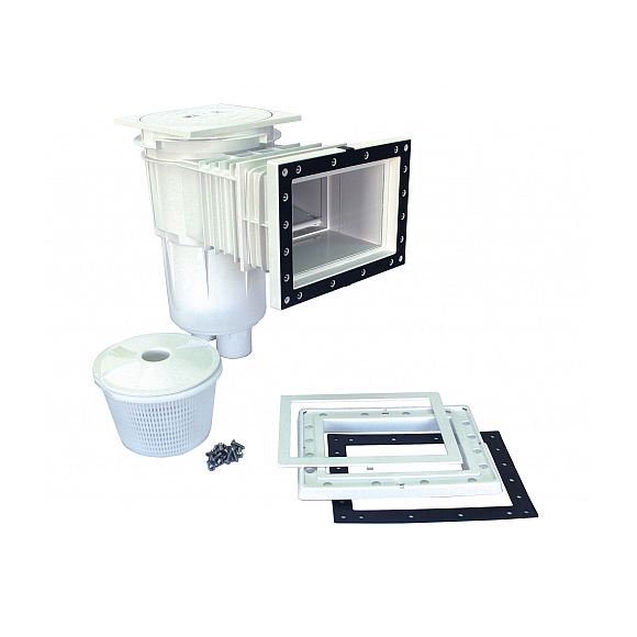 Skimmer basenowy z pokrywą kwadratową - wydłużone gardło - do muru 24 cm