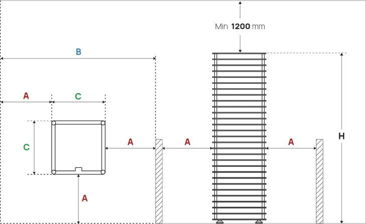 rysunek techniczny pieca HUUM Cliff 6-10,5 kW