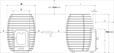 rysunek techniczny HUUM Hive Wood